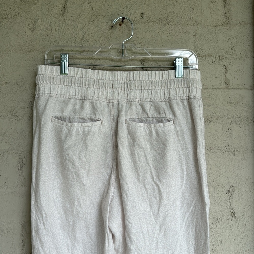 Athleta Leopard Print Cabo Linen Jogger Pants Cream/Tan Size 6 - Picture 9 of 15